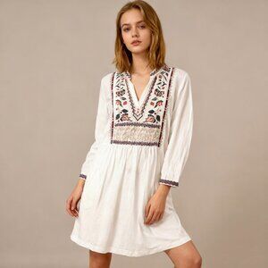 NWOT Johnny Was Embroidered Boho Floral Pockets Long Sleeves Dress Size S